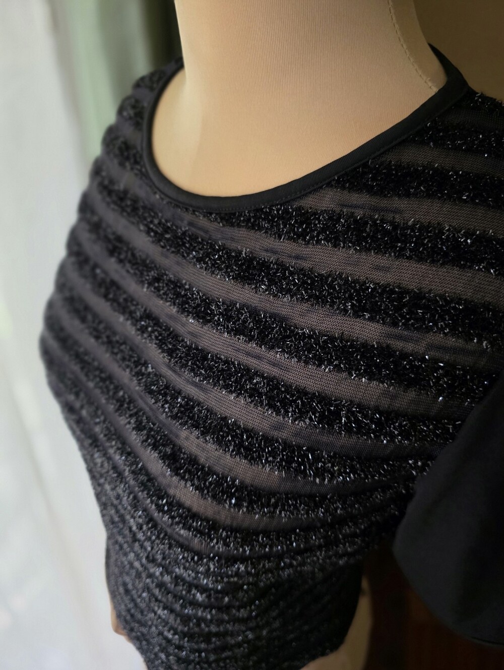 Black Metallic Shimmer Stripe Fitted Blouse Made in Italy Roccobarocco Jeans M